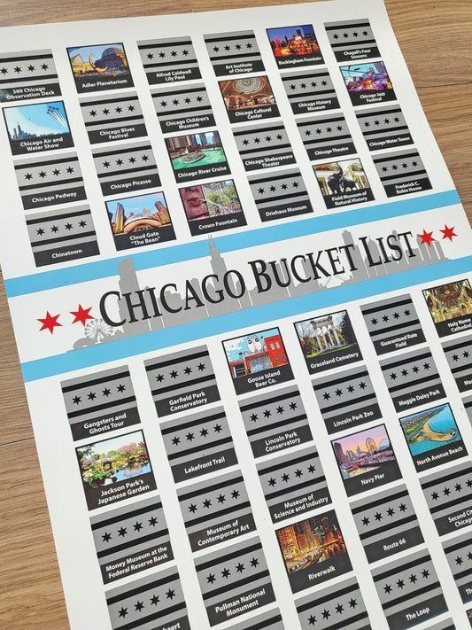 Chicago Bucket List; Chicago Scratch Off Poster; Chicago Housewarming Gift 18x12