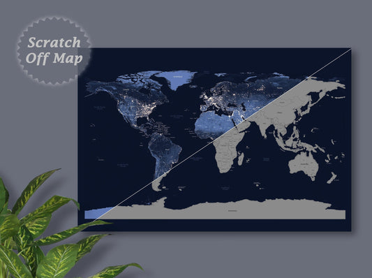 Scratch Off Map of the World, Night View from Space, World Travel Map, 16x24