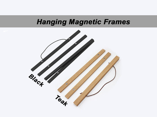 Hanging Magnetic Frame; Teak Wood Frame; Black Frame; Hanging Frame for Posters and Prints; Scratch Off Frames