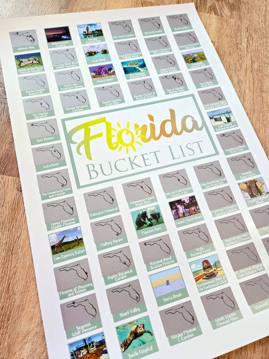 Florida Scratch Off Poster; Florida Bucket List; Florida Housewarming Gift 18x12